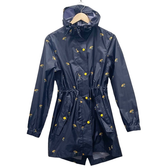 Joules Packable Raincoat Navy Blue Umbrella Ducks Hooded Jacket Women’s Size 4 - Picture 15 of 15